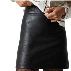J Crew Black Faux Leather Mini Skirt Womens 6